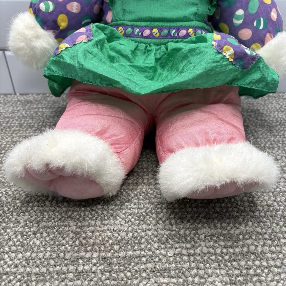 VTG 1993 Nylon Plush Rabbit Easter‎ Bunny Green Purple Silky Parachute Rare Hg10
